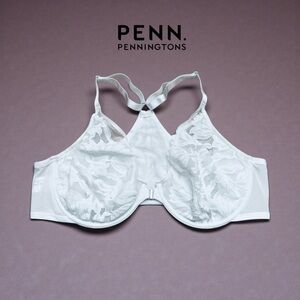 NEW, DÉESSE by Penningtons, 46DD Plus Size, Lace Bra, White, Front Closure